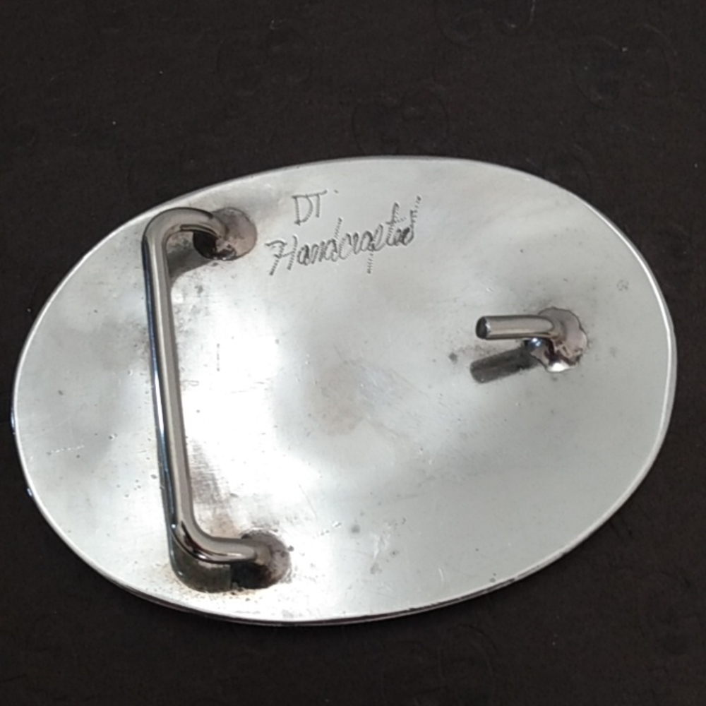 Solid Silver Vintage Artisan Navajo Belt Buckle - Picture 4 of 7